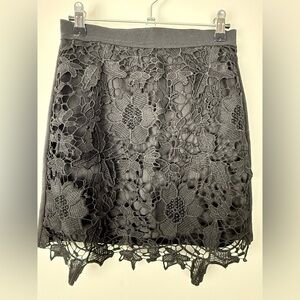 American Eagle Outfitters Black Floral Lace Mini Skirt